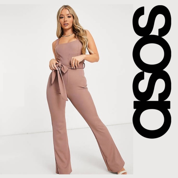 NWOT ASOS--BELTED BOOTCUT JUMPSUIT - Picture 1 of 4